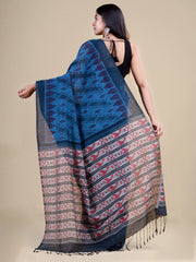 Blue & Grey Pure Cotton Handloom Saree
