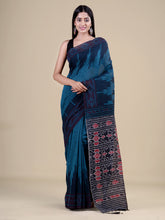 Blue & Grey Pure Cotton Handloom Saree