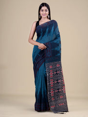 Blue & Grey Pure Cotton Handloom Saree