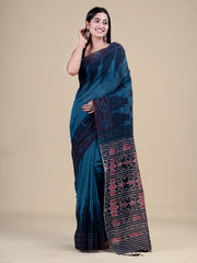 Blue & Grey Pure Cotton Handloom Saree
