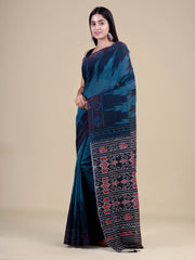 Blue & Grey Pure Cotton Handloom Saree