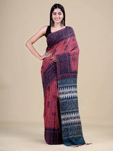 Pink & Grey Pure Cotton Handloom Saree