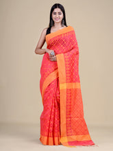 Pink & Yellow Silk Floral Design Handloom Saree