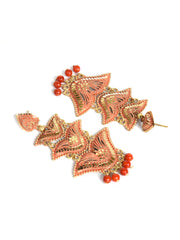 Pink & Gold-toned Heart shaped Chandbalis