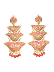 Pink & Gold-toned Heart shaped Chandbalis