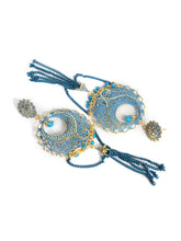 Blue & Golden Peacock Round Shaped chandbalis