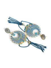 Blue & Golden Peacock Round Shaped chandbalis