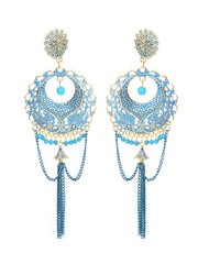 Blue & Golden Peacock Round Shaped chandbalis