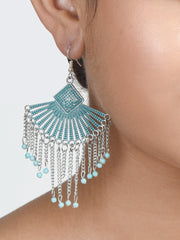 Sea- Green & Silver Drop Earrings