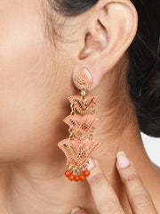 Pink & Gold-toned Heart shaped Chandbalis