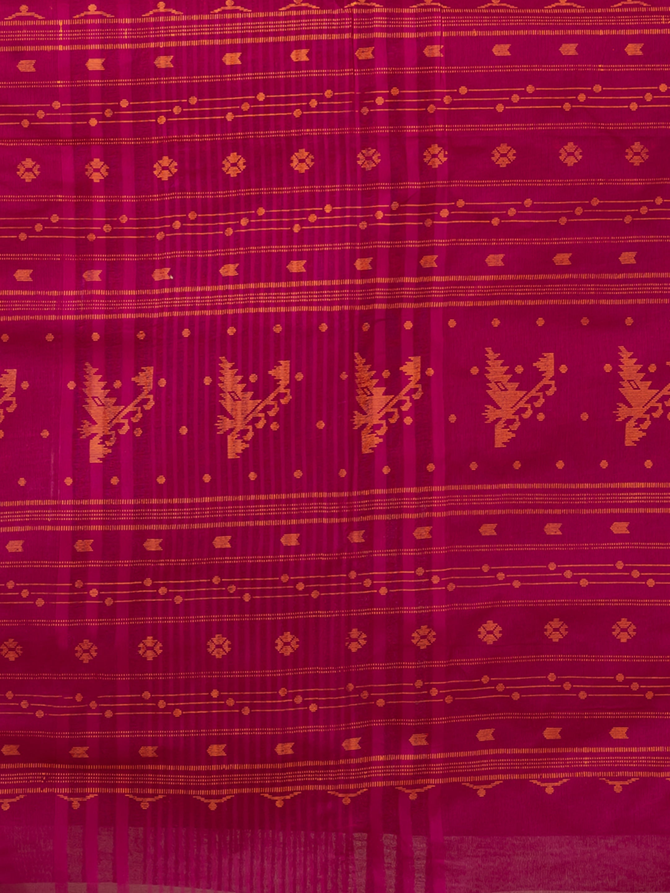 Laa Calcutta Magenta & Mustard printed  taant saree