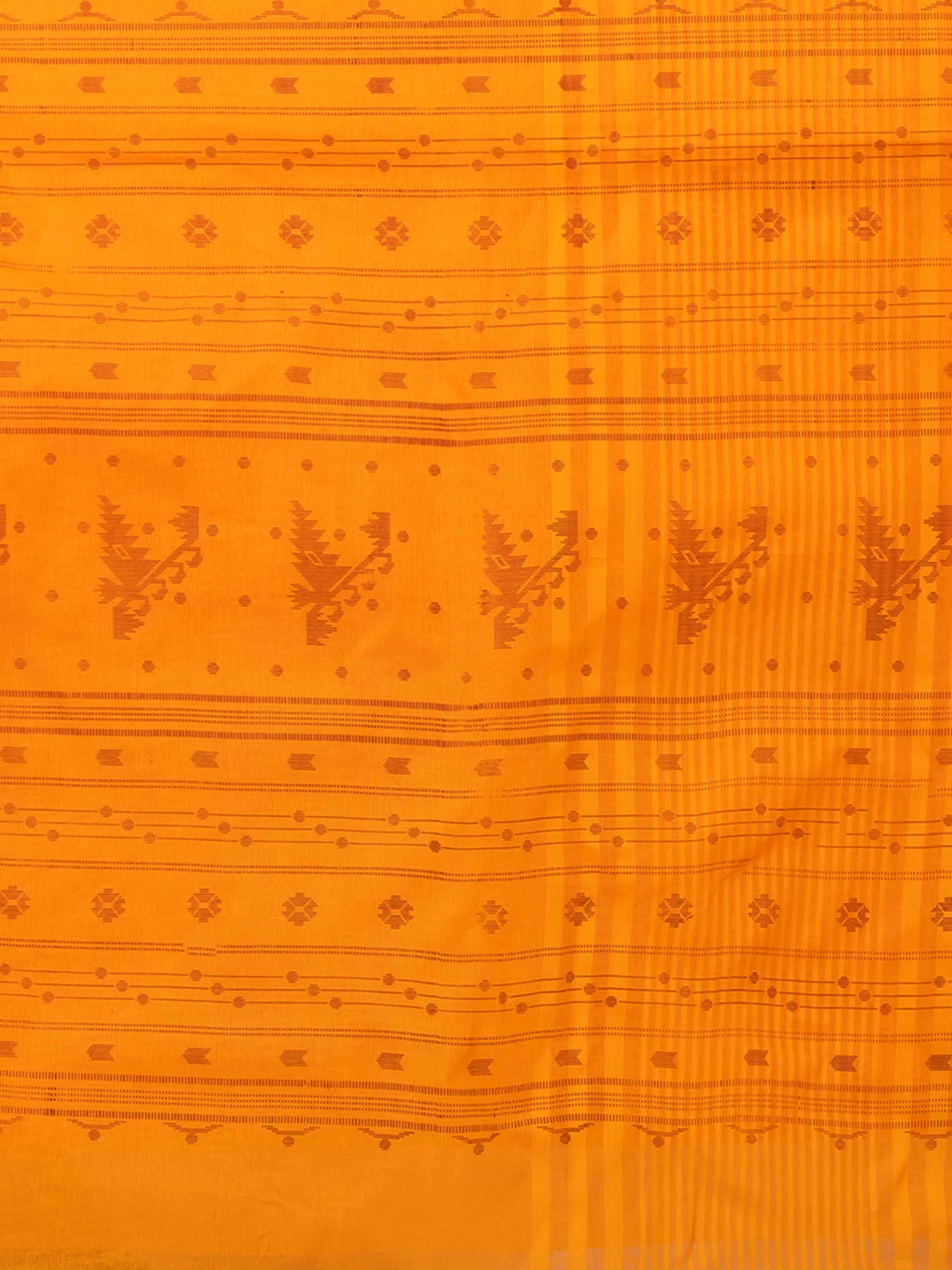 Laa Calcutta Orange & Brown printed taant saree