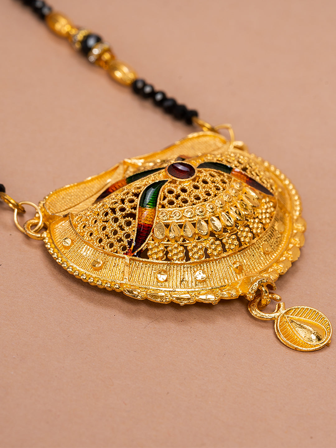 Black & Golden Beads pendant Mangalsutra.