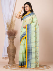 Laa Calcutta Green & Navy Blue women pure cotton Taant saree