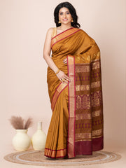 Gold & Maroon Zari work Bombkai silk saree