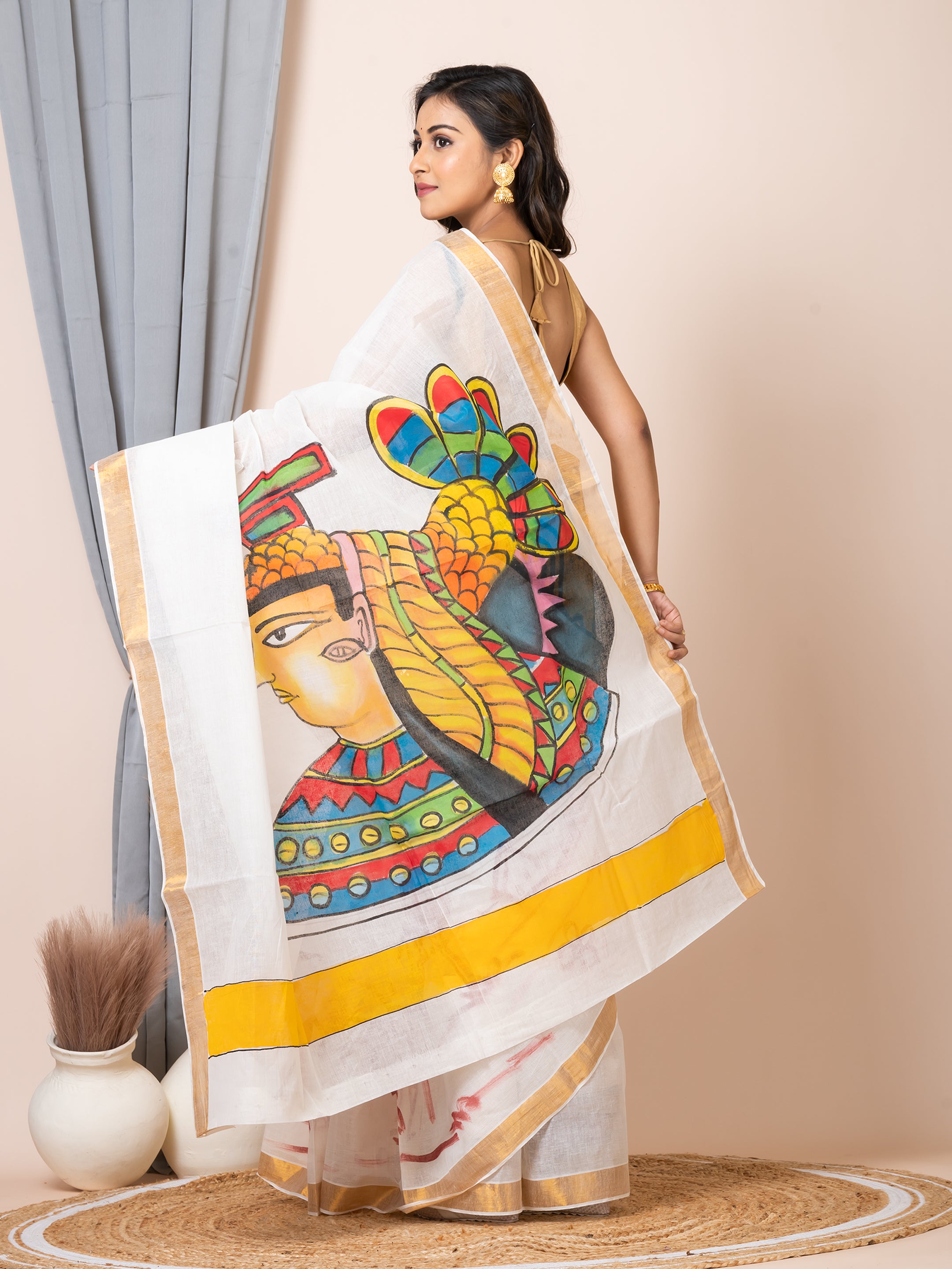 Laa Calcutta Hand painted Kerala cotton saree