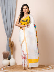 Laa Calcutta Hand painted Kerala cotton saree