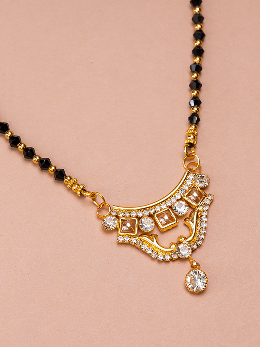 Black & Golden Beads pendant Mangalsutra.