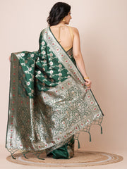 Green & Golden all over zari work Katan silk Benarashi saree