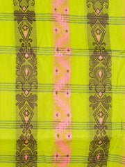 Laa Calcutta Green & Multi pure cotton Taant saree