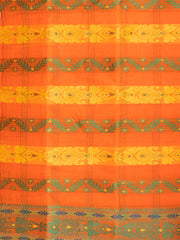 Laa Calcutta Orange & Multi pure cotton Taant saree