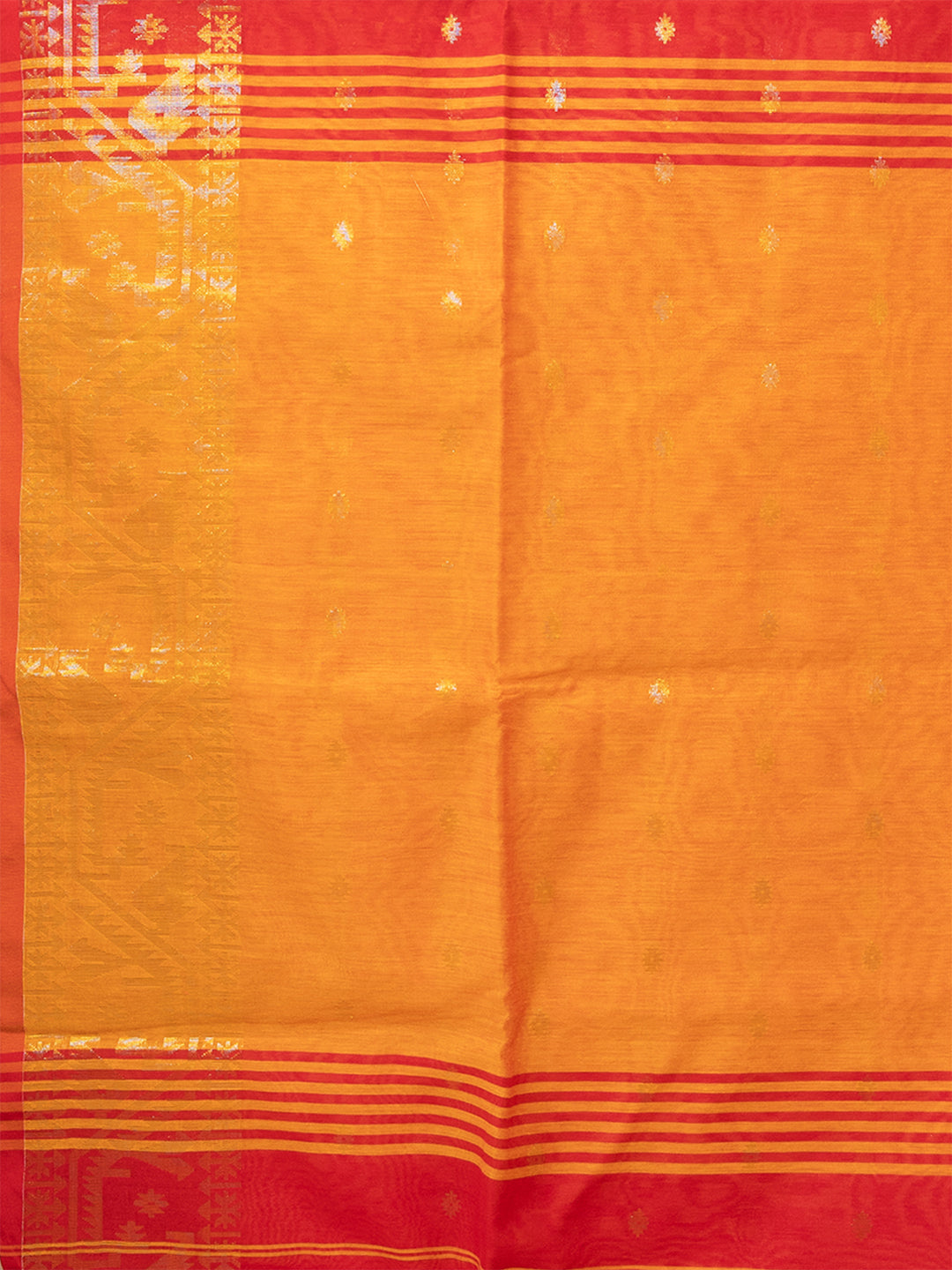 Laa Calcutta Red & Yellow zari design silk cotton saree for women
