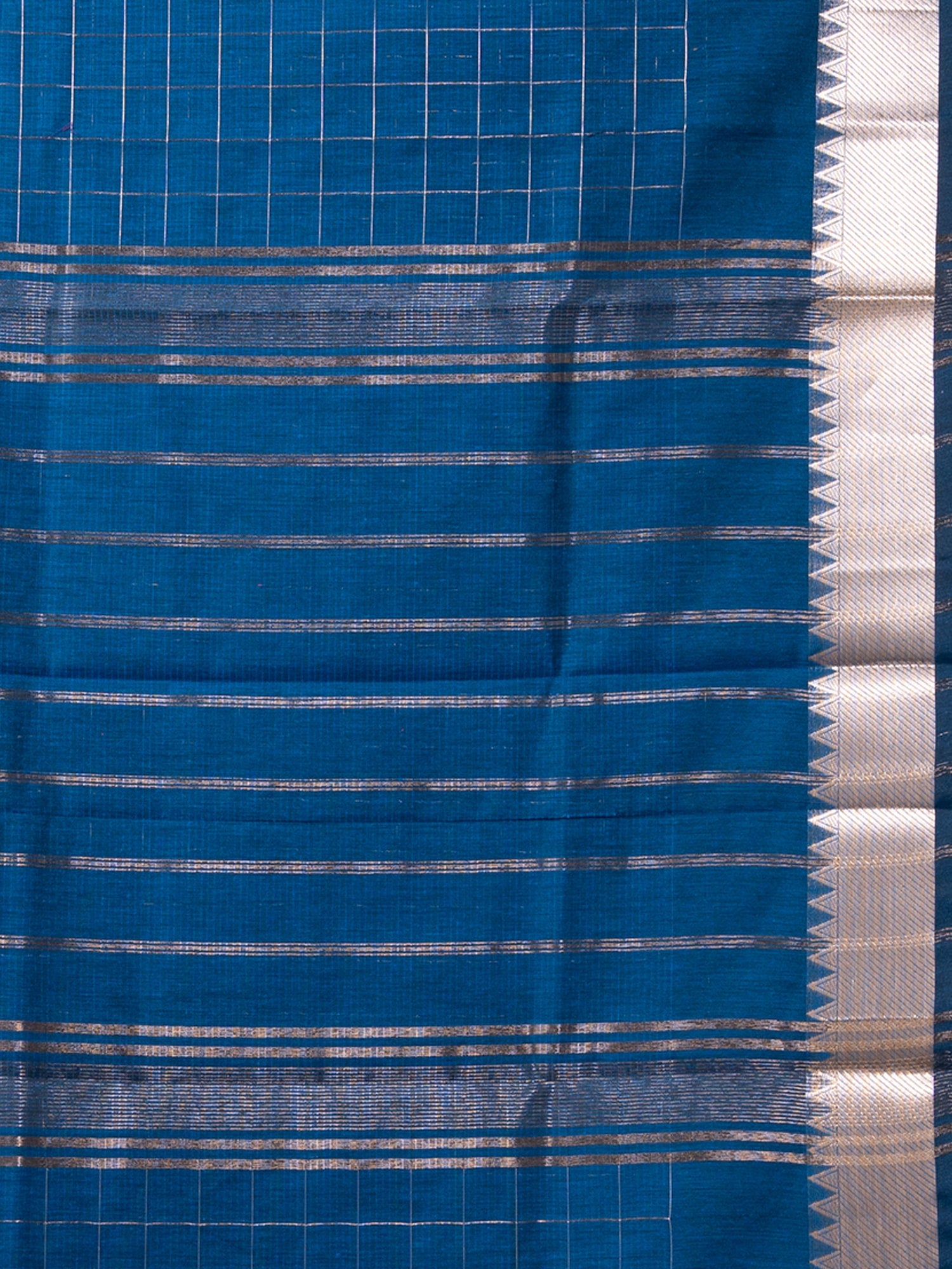 Laa Calcutta Maroon silk blend checked golden zari par handloom saree for women