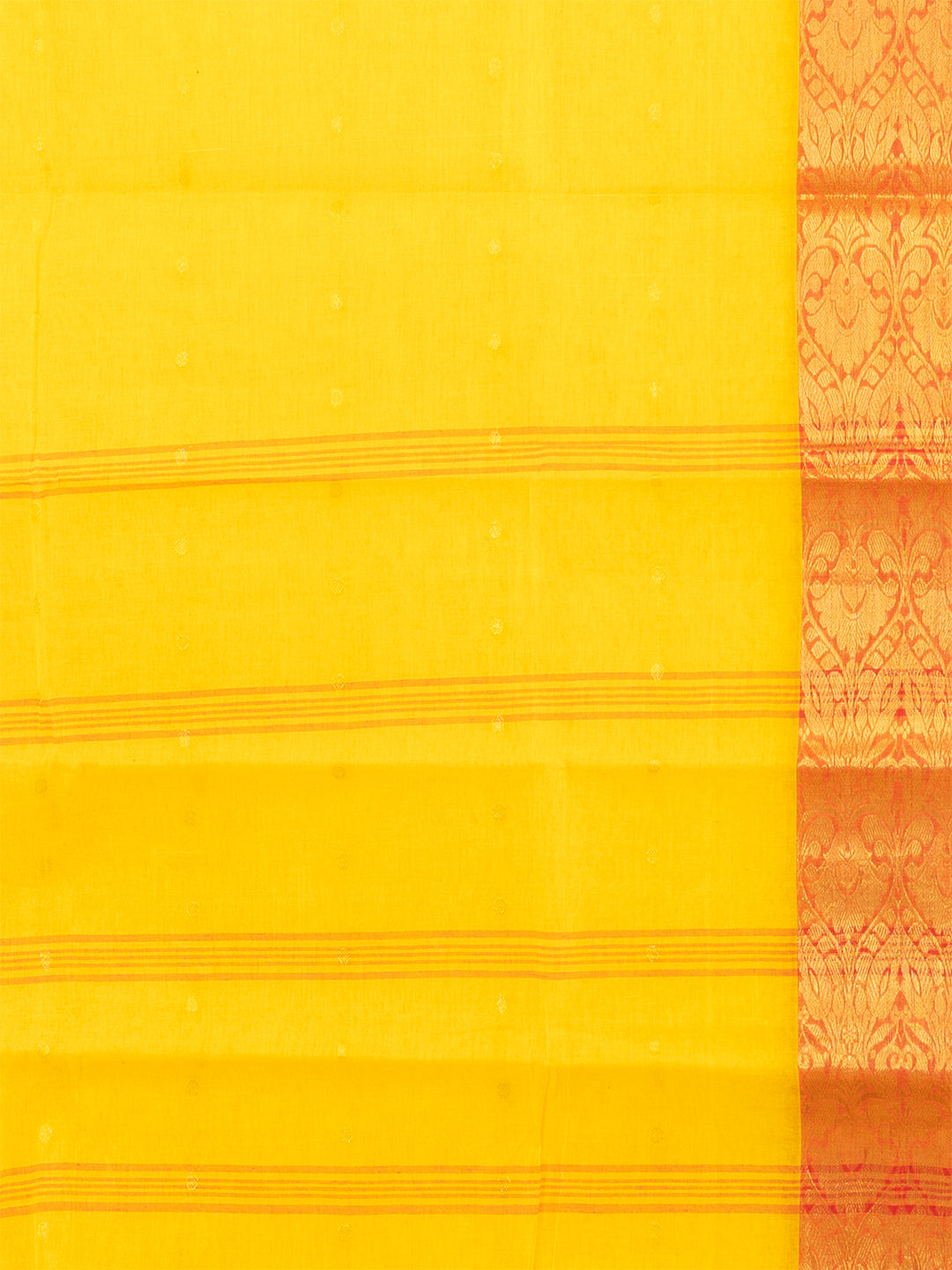 Yellow & Red pure cotton woven design taant saree