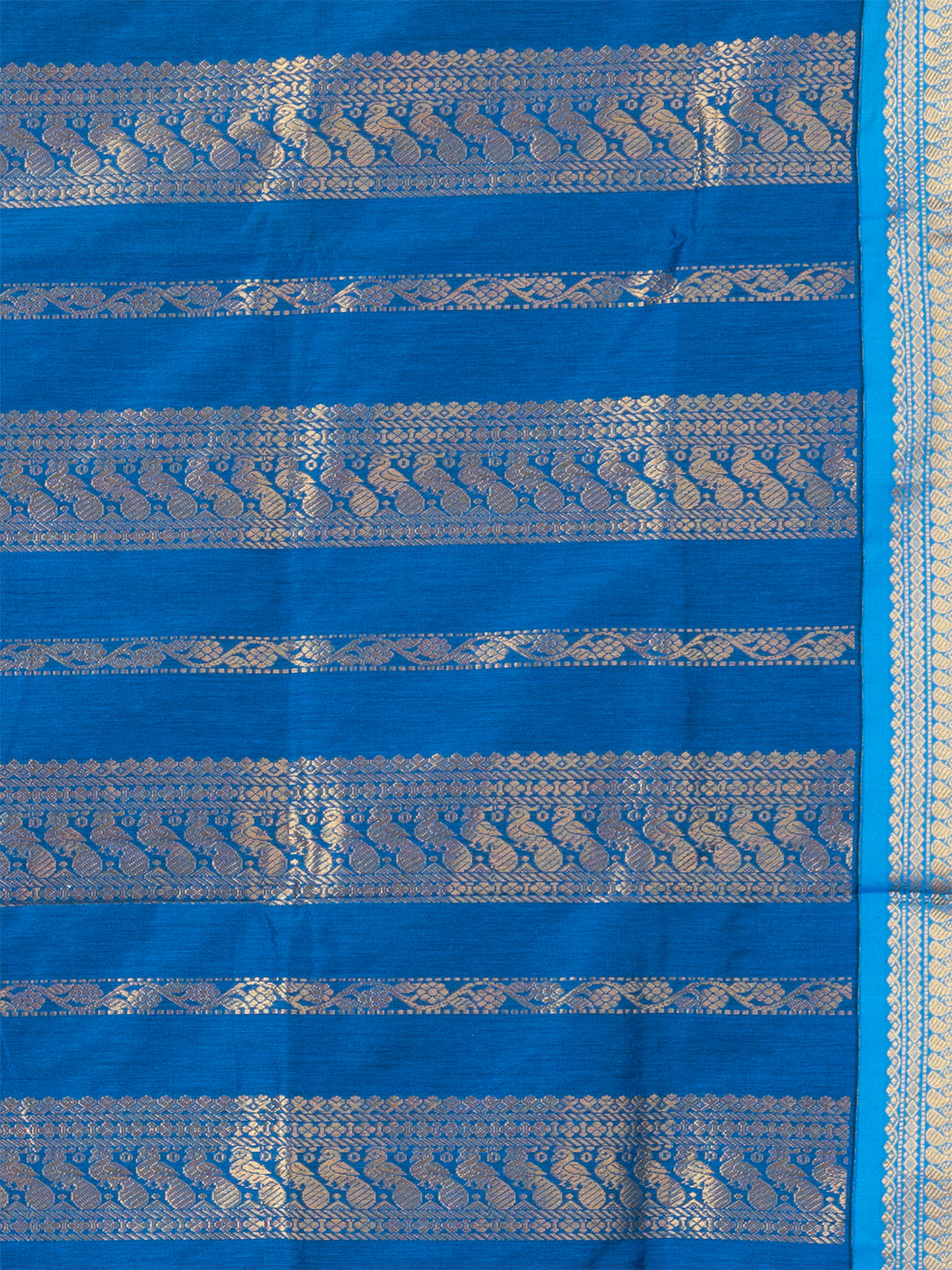 Orange & Blue Silk Gadwal Saree