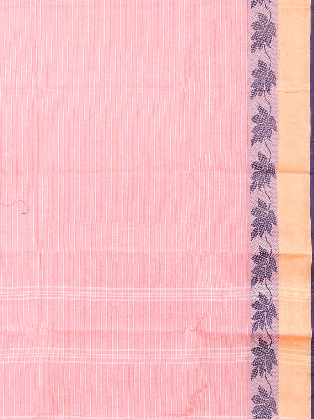 Pink & Navy Blue pure cotton woven design taant saree