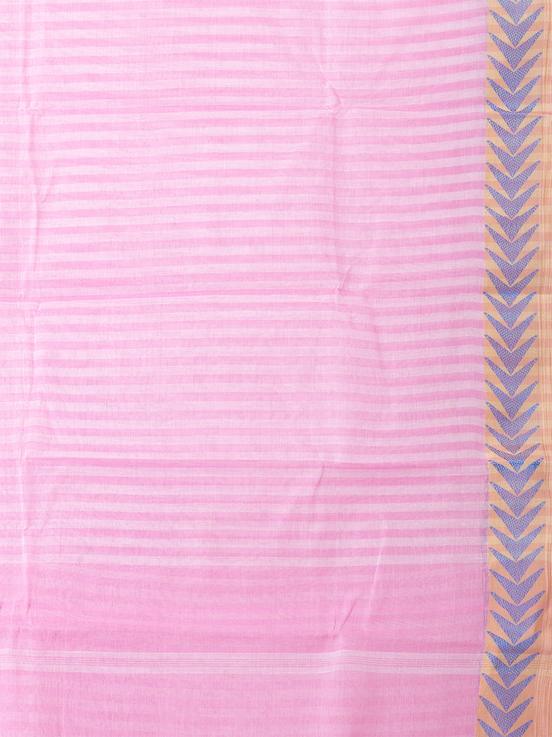 Pink & Blue pure cotton woven design taant saree