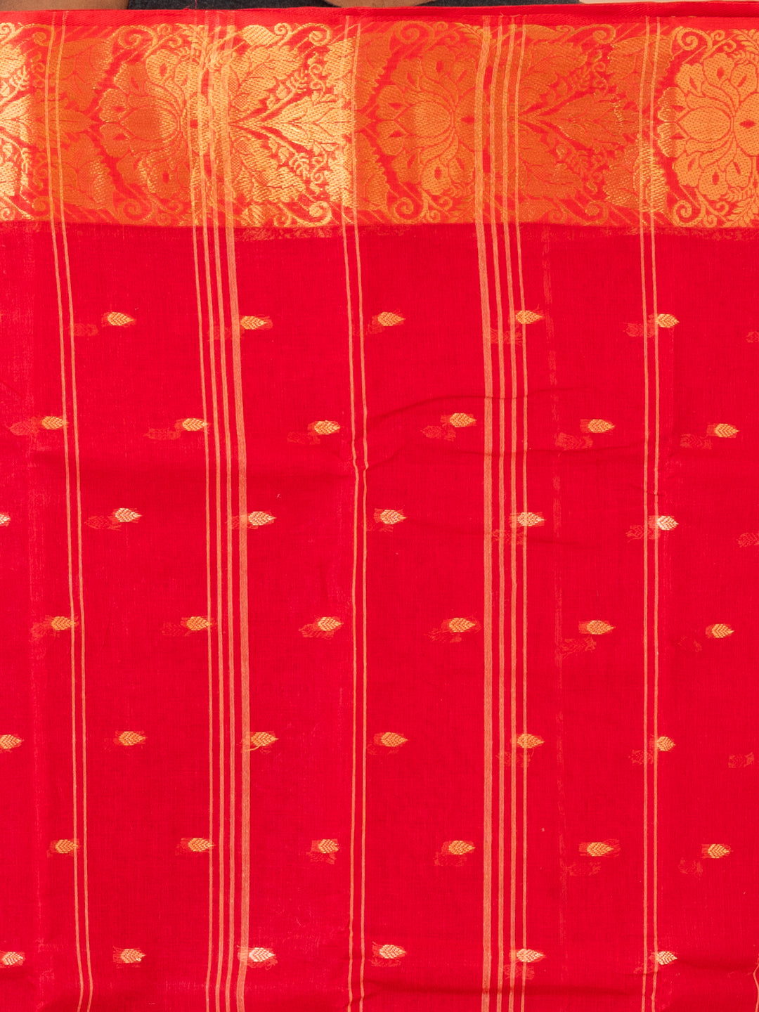 Red & Golden pure cotton taant saree