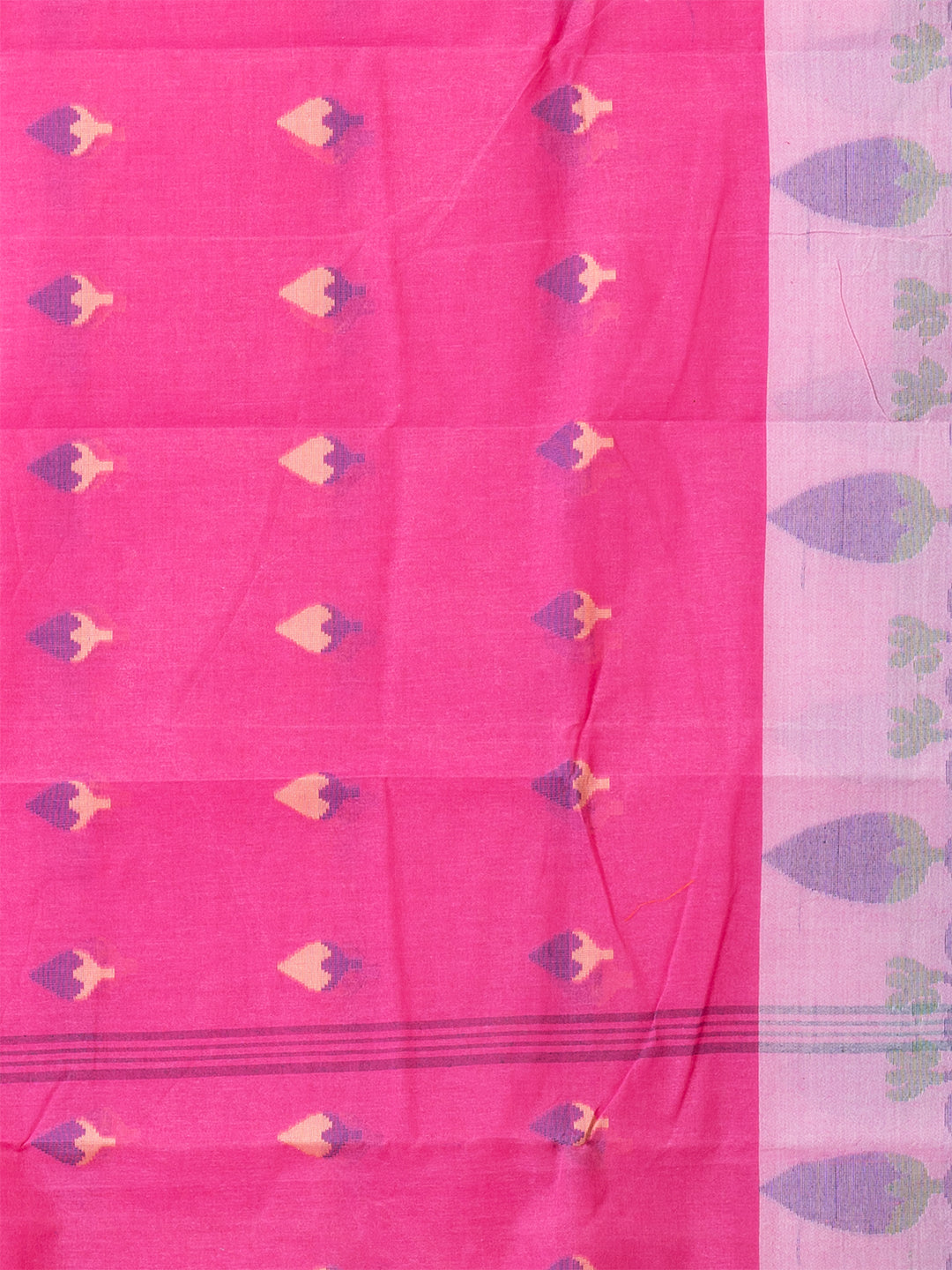 Pink & Blue pure cotton woven design taant saree