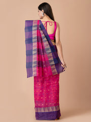 Magenta & Blue pure cotton taant saree