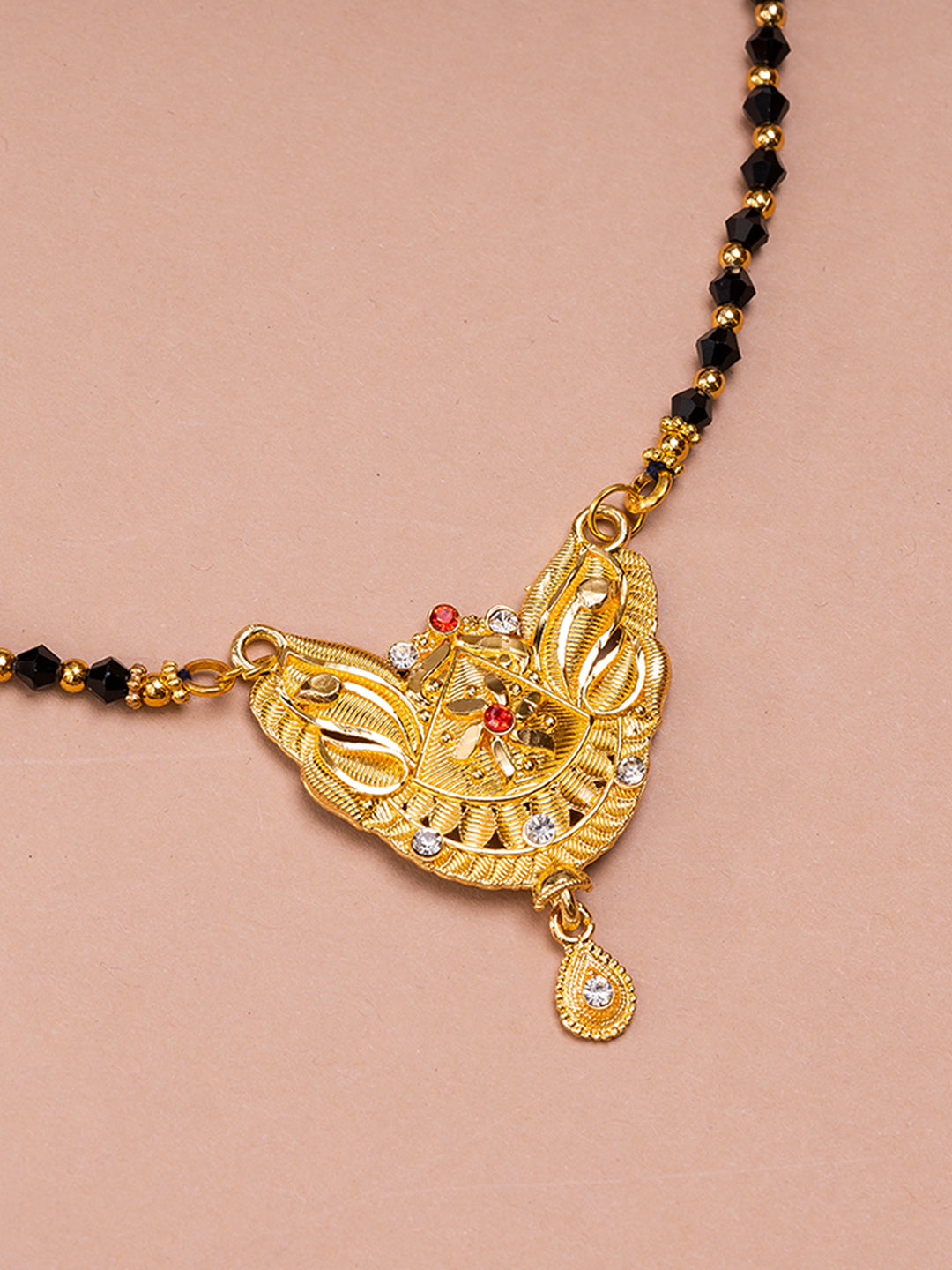 Black & Golden Beads pendant Mangalsutra.