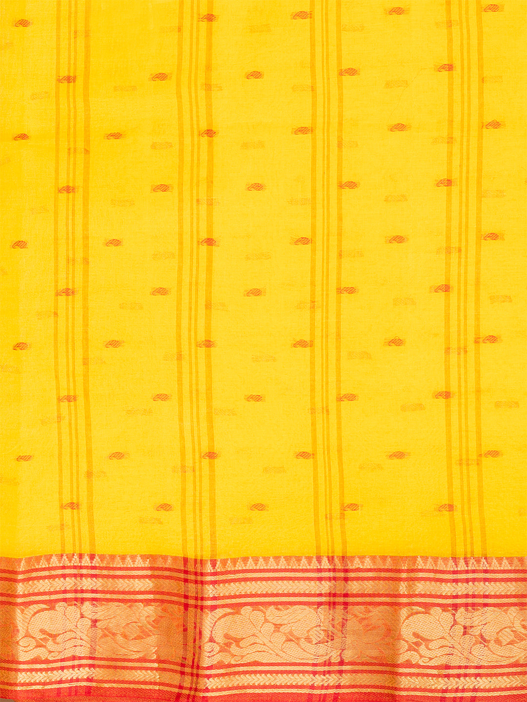 Yellow & Red pure cotton woven design taant saree