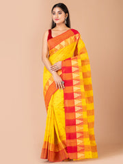 Yellow & Red pure cotton Bengal Taant