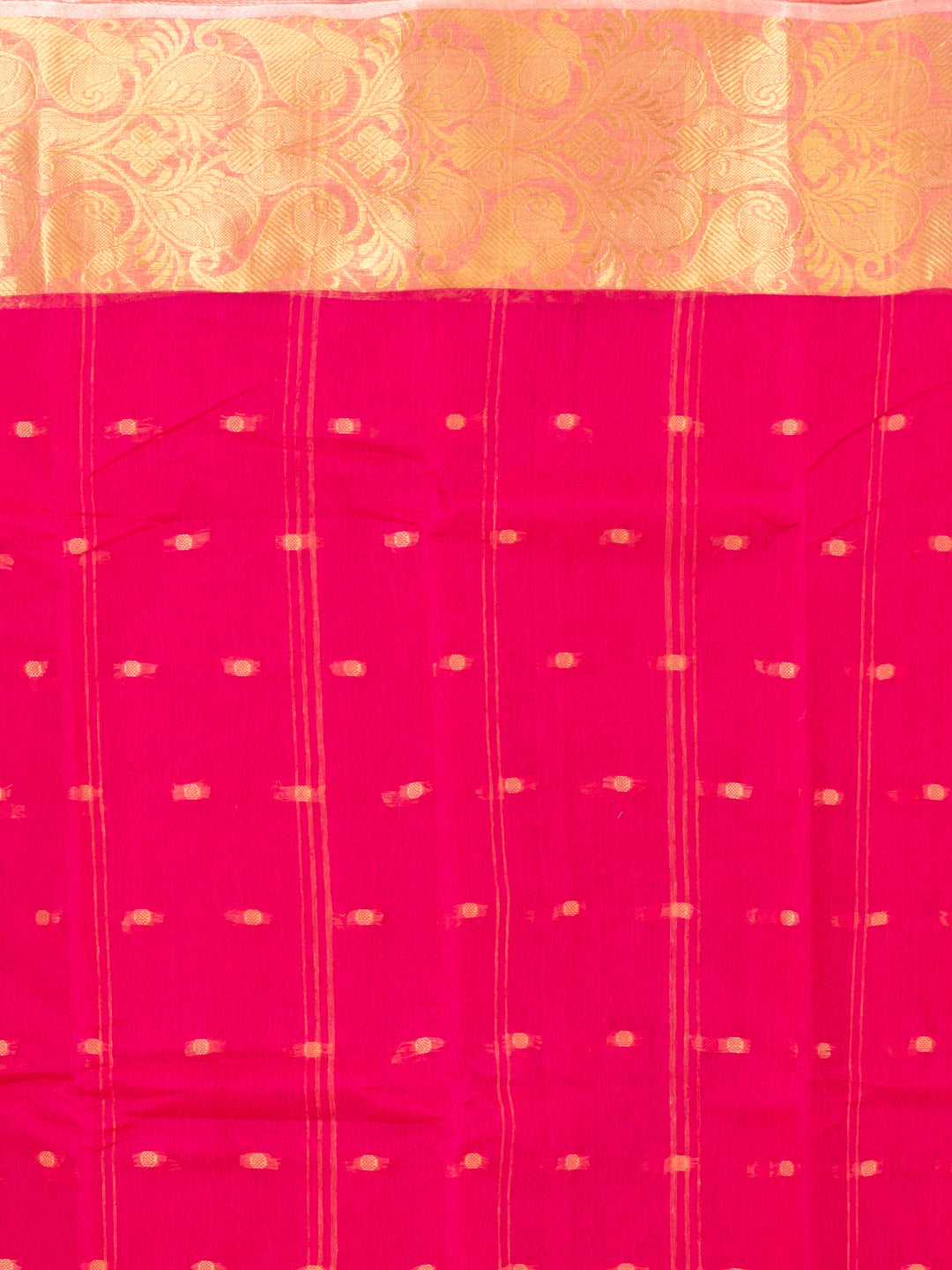 Pink & Golden pure cotton taant saree