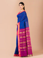 Blue & Magenta Silk Gadwal Saree