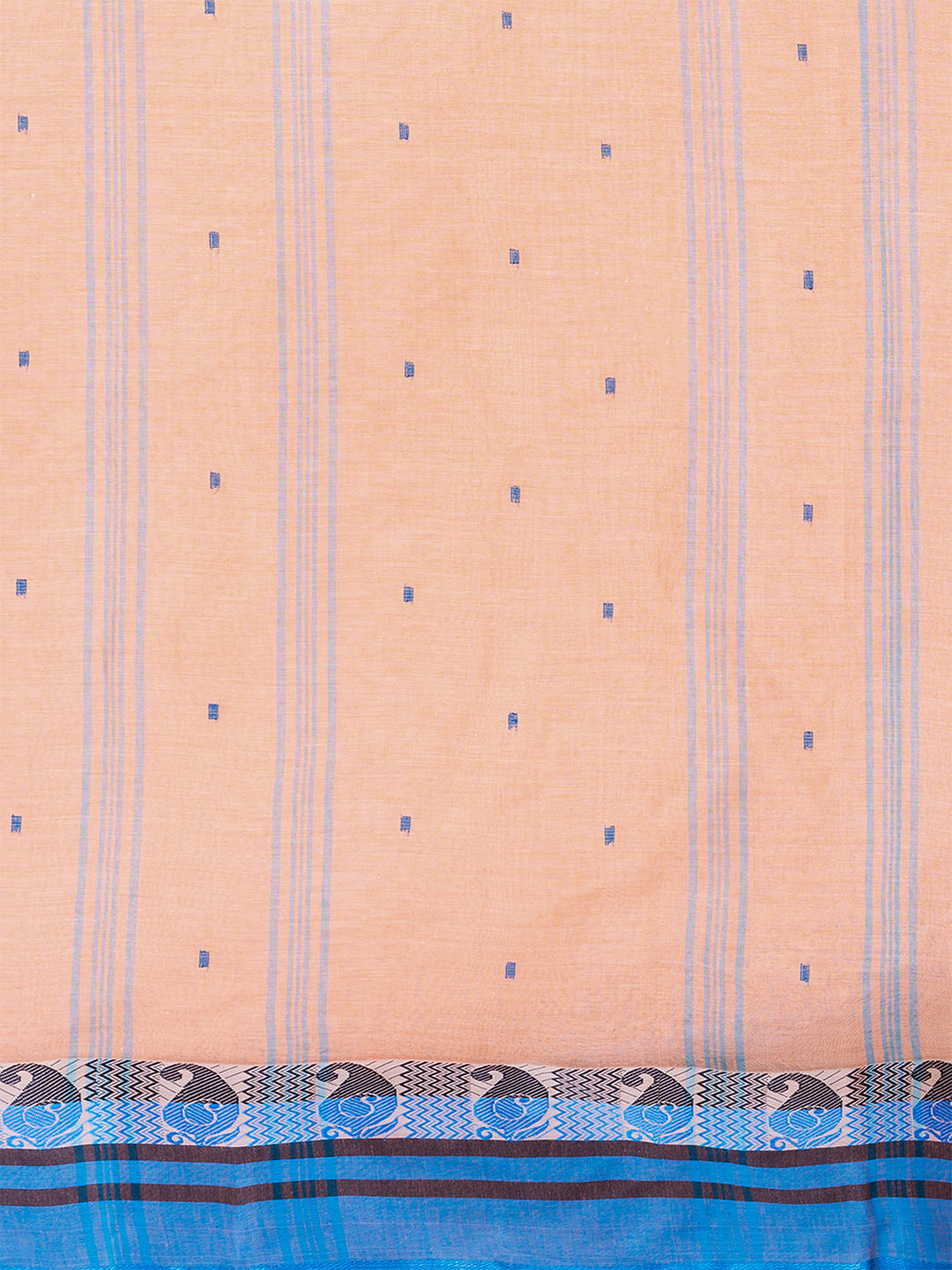 Beige & Blue pure cotton woven design taant saree