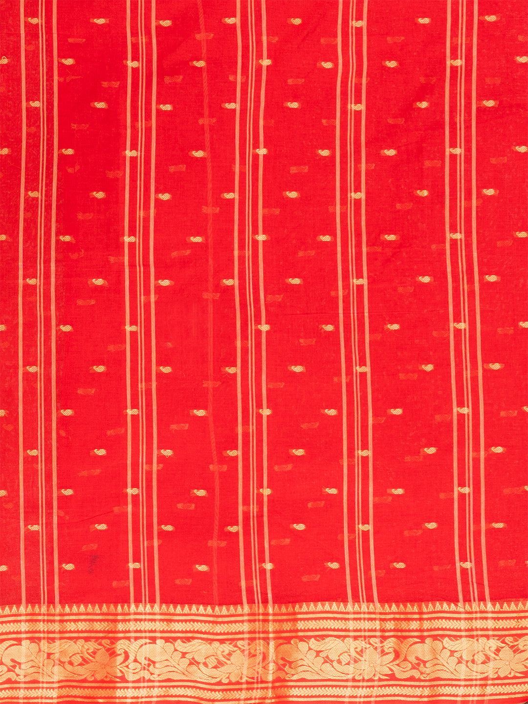 Red & Golden pure cotton woven design taant saree