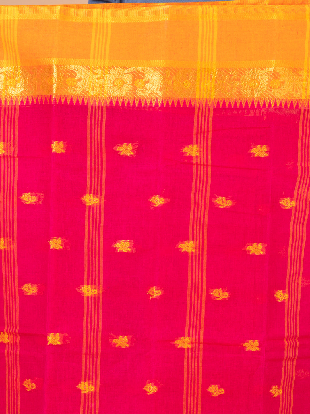 Pink & Orange pure cotton taant saree