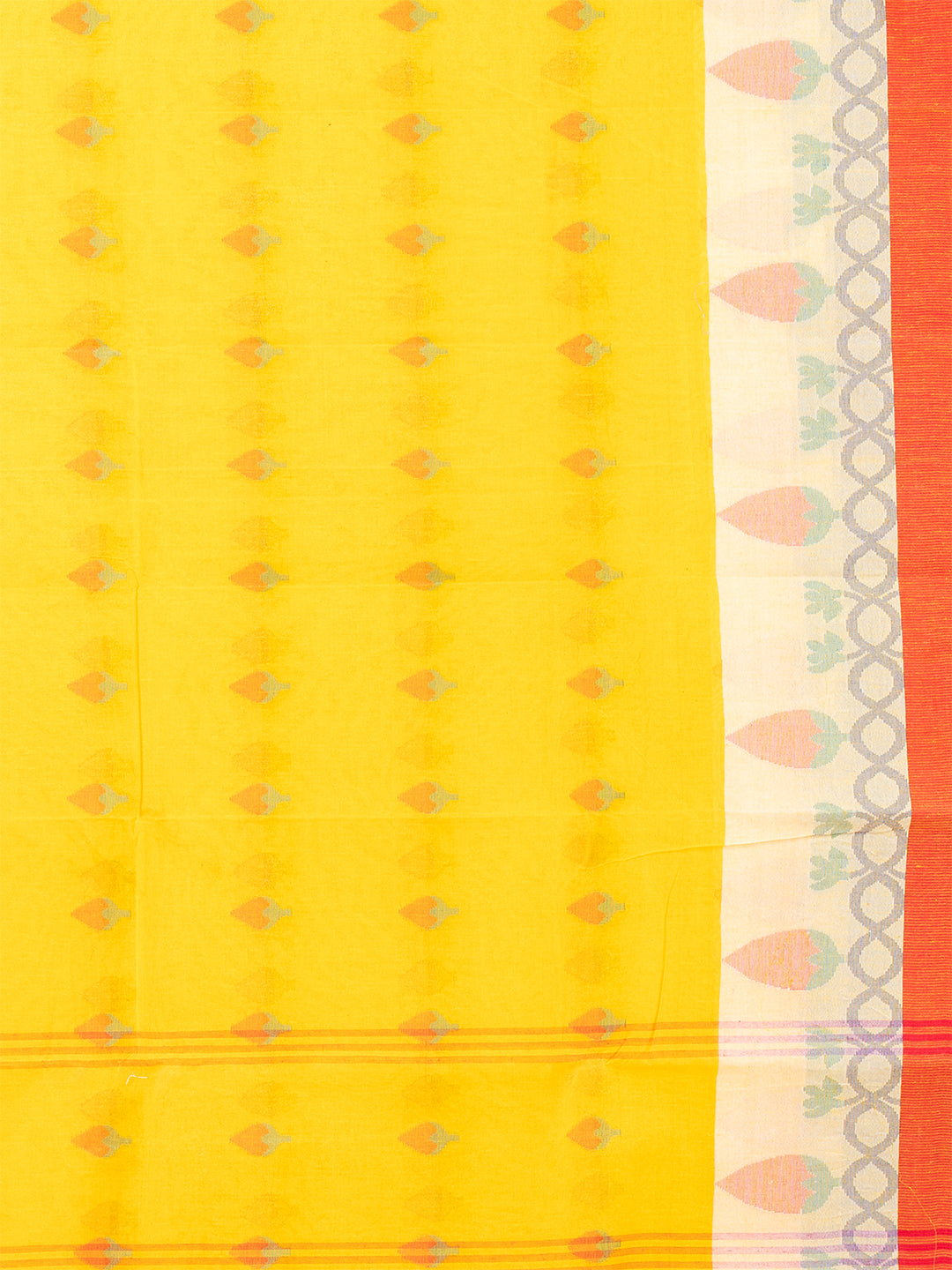 Yellow & Red pure cotton woven design taant saree