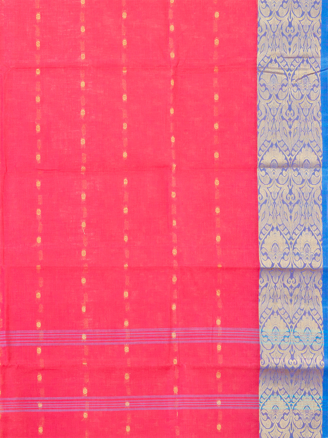 Pink & Blue pure cotton woven design taant saree