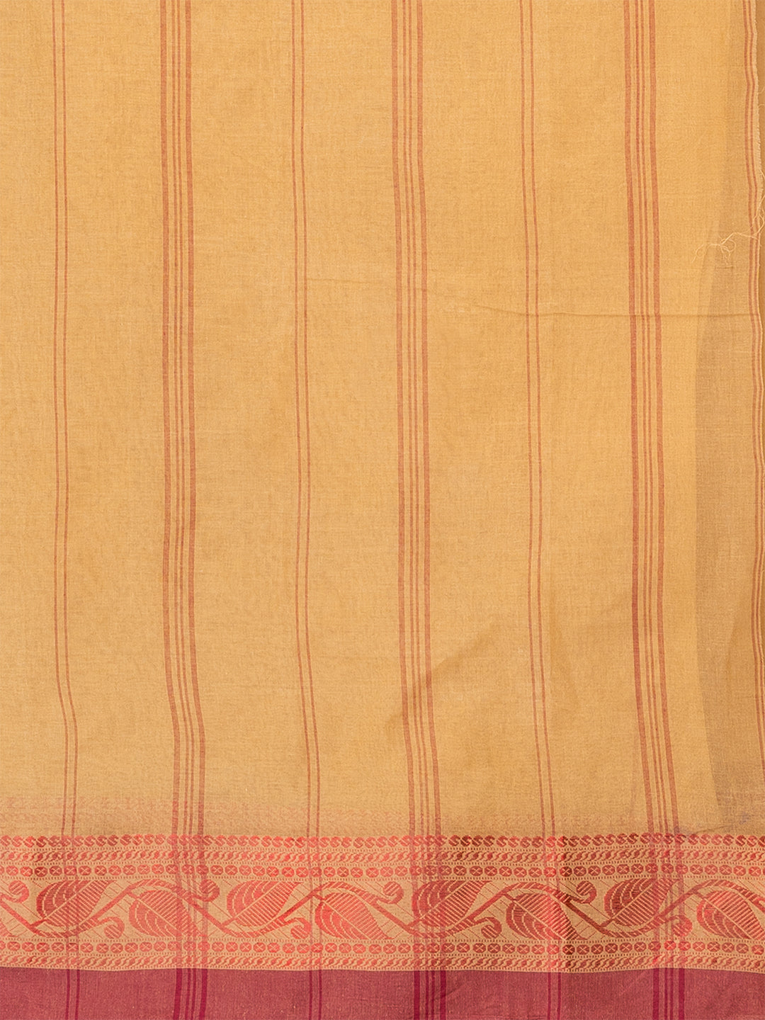 Beige & Maroon pure cotton woven design taant saree