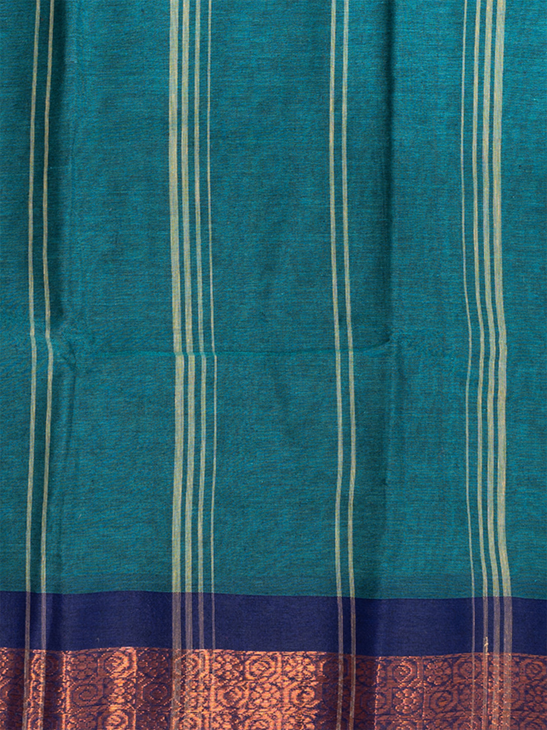 Green & Blue Floral woven design pure cotton taant saree