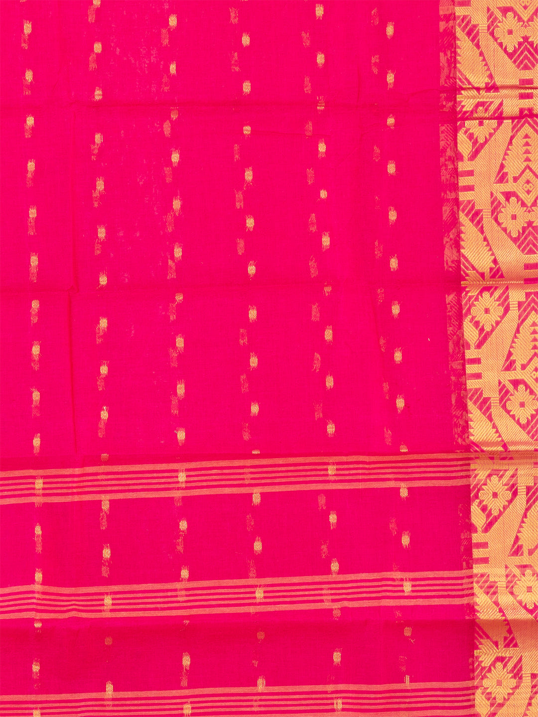 Pink & Golden pure cotton woven design taant saree