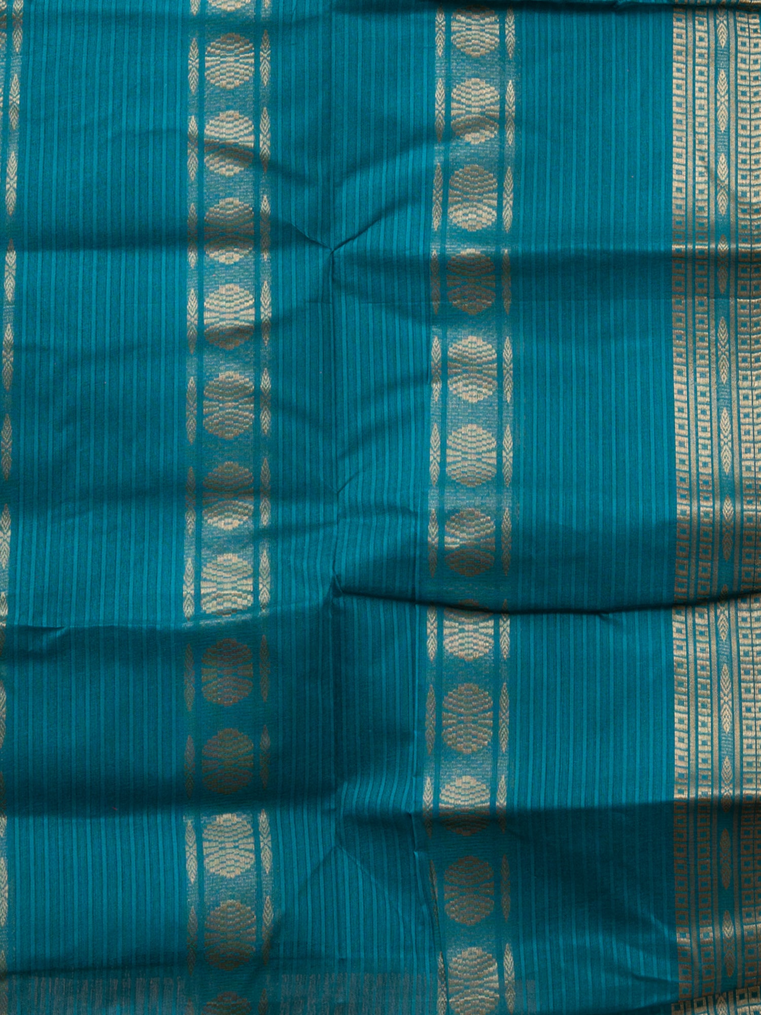 Laa Calcutta Green & Gold pure cotton taant saree for women