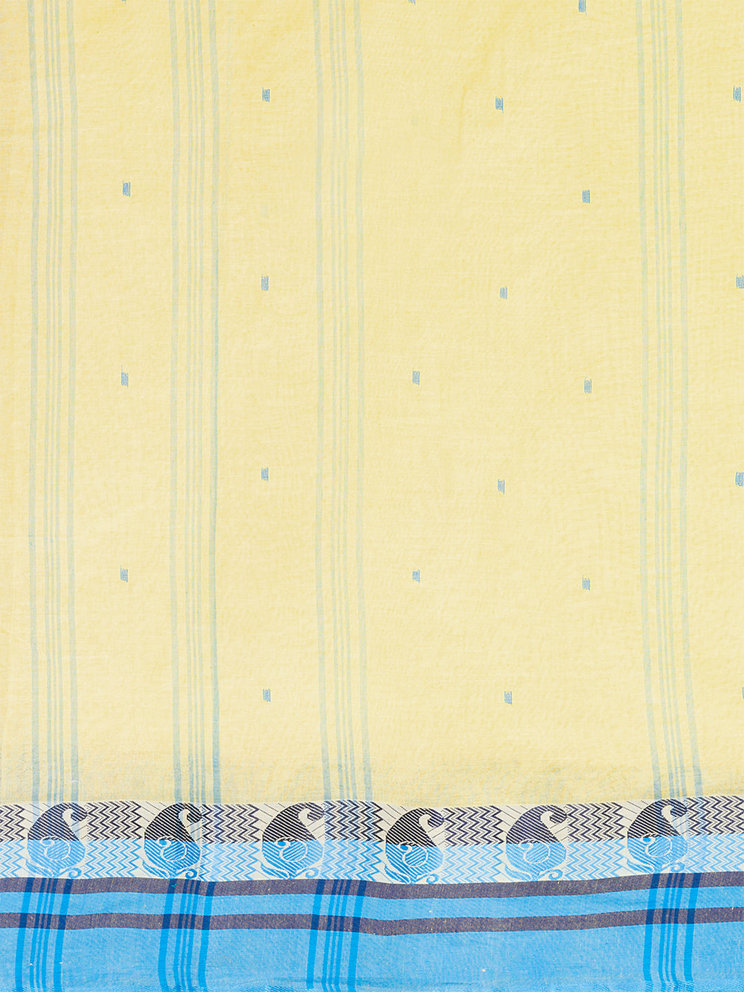 Yellow & Blue pure cotton woven design taant saree