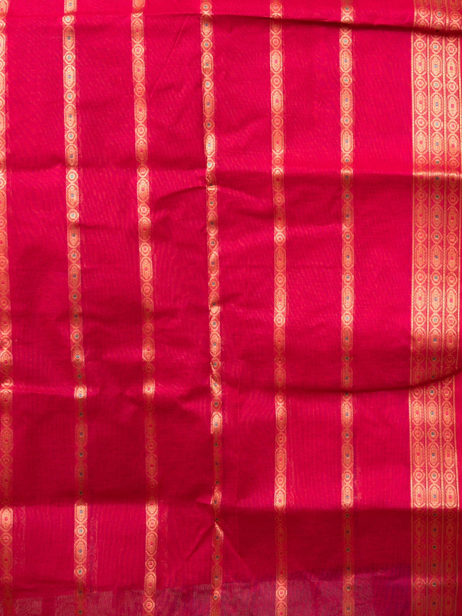 Laa Calcutta Pink & Green pure cotton taant saree for women